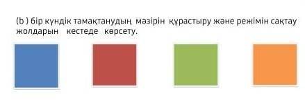 (Ь) бір күндік тамақтанудың мәзірін құрастыру және режімін сақтау жолдарын кестеде көрсету.