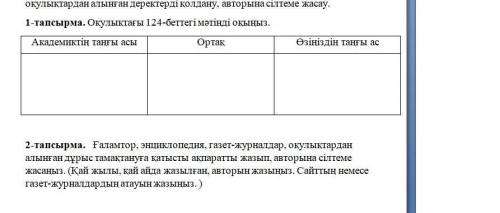 Оқулықтағы 124-беттегі мәтінді оқыңыз. Академиктің таңғы асы Ортақ Өзіңіздің таңғы ас атты керек боп