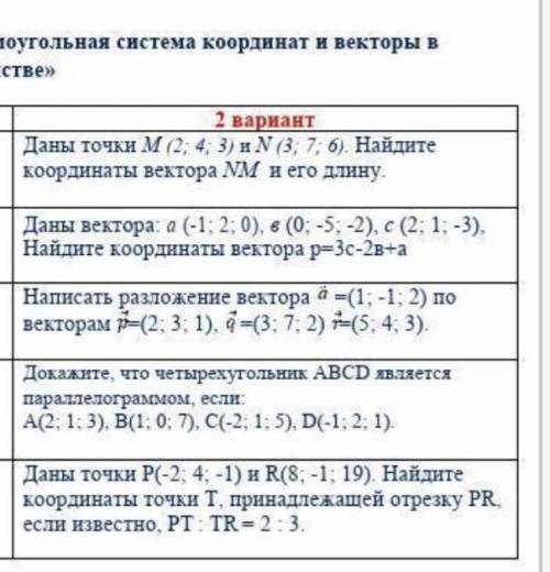 с 2 вариантом Геометрия