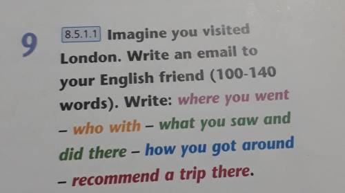 9 8.5.1.1 Imagine you visitedLondon. Write an email toyour English friend (100-140words). Write: whe