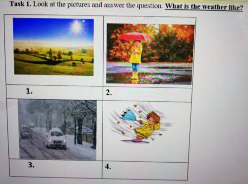 ЭТО СОР Задание 1. Посмотрите картинки и ответьте на вопрос . Какая погода?