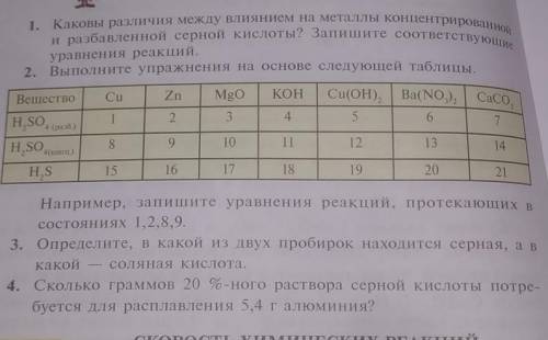 1. Каковы различия между Влиянием на металлы концентрирование, и разбавленной серной кислоты? Запиши