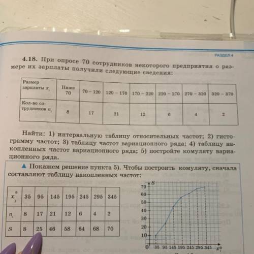 4.18. При опросе 70 сотрудников некоторого предприятия о раз- мере их зарплаты получили следующие св