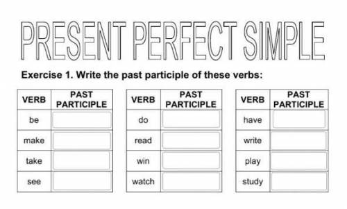 Exercise1. Write the past particple of these verbs:​