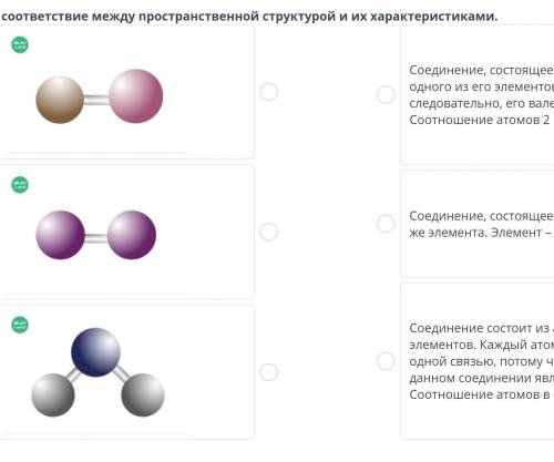 Установи соответствие между пространственной структурой и их характеристиками​