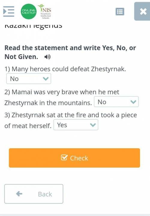 Read the statement and write Yes, No, or Not Given. 1) Many heroes could defeat Zhestyrnak.2) Mamai