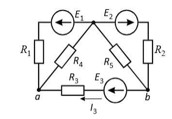 Используя преобразование цепи найти ток I3 и напряжение U ab , если: (рисунок 28).E1=40 В,E2 =80 В,E