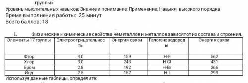 По данным из таблицы определите: какое соединение йодоводород или хлороводород проявляет более сильн