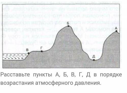 3.Расставьте пункты А, Б, В, Г, Д в порядке возрастания атмосфер­ного давления.​