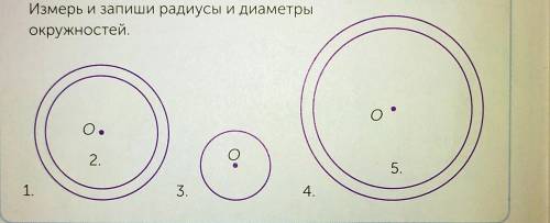 Измерь и запиши радиусы и диаметры окружностей, 4 класс .