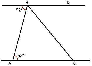 На рисунке угол ABC на 61° меньше угла ABD. Найдите углы треугольника АВС. A=52 ABD=128