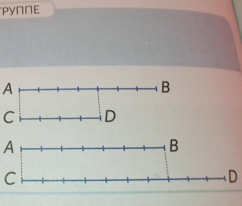 РАБОТА В ГРУППЕ 2 Выполни задания.АBа) Какую часть отрезкаАВ составляет CD?CDАBб) Какую часть отрезк
