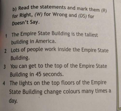 B) Read the statements and mark them (R) for Right, (W) for Wrong and (DS) for Doesn't Say. ​