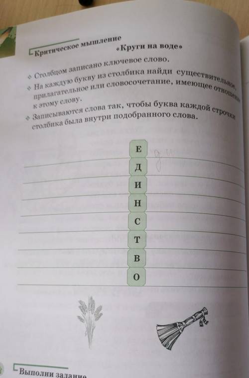 -Критическое мышление «Круги на воде»Столбцом записано ключевое слово.На каждую букву из столбика на