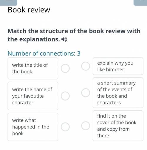 Book review Match the structure of the book review with the explanations.Number of connections: 3wri