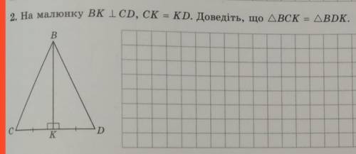На малюнку ВК CD, СК = KD. Доведіть, що ВСК- ВDК.​