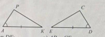 1. Для доказательства равенства треугольников АРК и DCE достаточно доказать, что 1)AP = CD;2) AP=DE;
