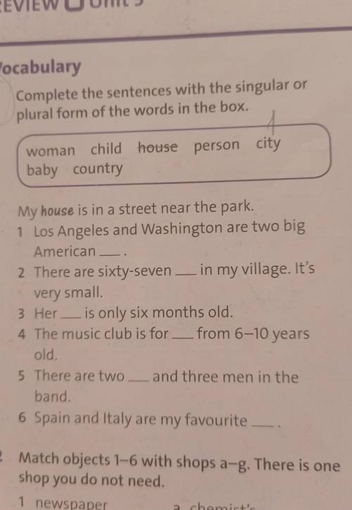 1 Complete the sentences with the singular or plural form of the words in the box.citywoman child ho