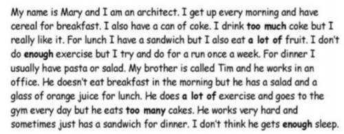 Mary has for breakfast a big sandwich. TRUE/FALSE 2. She likes to drink tea. TRUE/FALSE3. Mary's bro