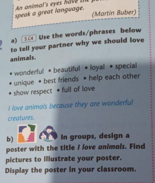 2. a) 5.4 Use the words/phrases belowto tell your partner why we should loveanimals.• wonderful beau