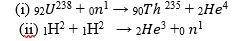 Какое уравнение относится к процессу деления ядра, а какое – к процессу синтеза: