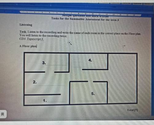 Listening Task. Listen to the recording and write the name of each room in the correct place on the