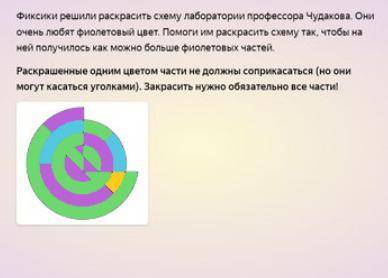 Фиксики решили раскрасить схему лаборатории профессора Чудакова. Они очень любят фиолетовый цвет им