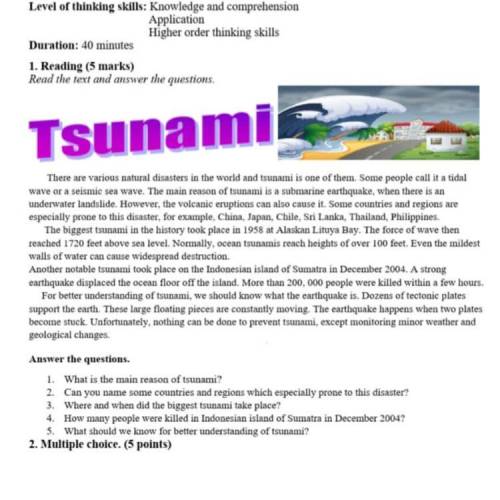 Answer the questions. 1. What is the main reason of tsunami? 2. Can you name some countries and regi