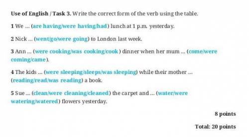 Write the correct form of the verb using the table.​