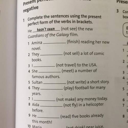 complete the sentences using the present simple form of the verbs in brackets 1amina finish reading