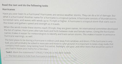 Read the text and do the following tasks HurricanesHave you ever been to a hurricane? Hurricanes are