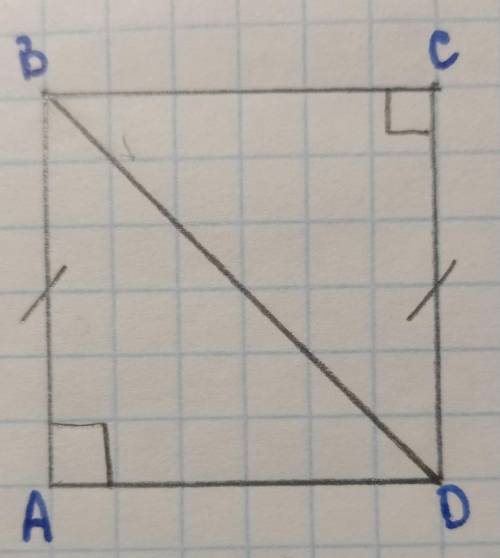 Дано:угол А=90°угол С=90°AB=CDДоказать:треугольник АВD=треугольнику BCD​