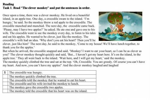 Read “The clever monkey” and put the sentences in order это СОЧ​