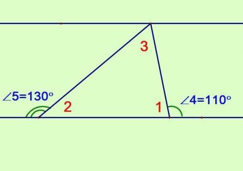 Чему равны углы треугольника? Введите ответы через запятую в порядке: угол 1, угол 2, угол 3