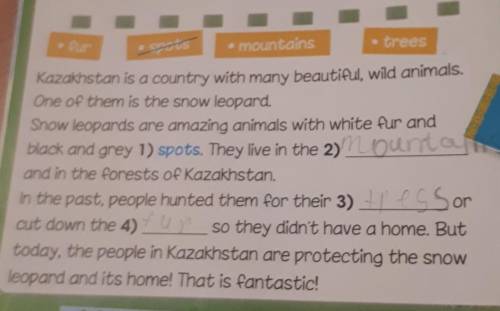 Help please 31. Read and complete. 1. Snow leopards were in danger because 2. Stonehenge is in dange