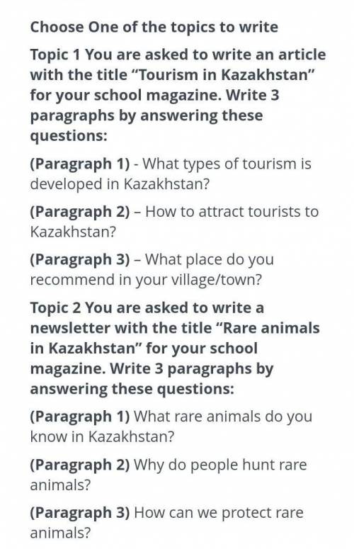 Choose One of the topics to write Topic 1 You are asked to write an article with the title Tourism