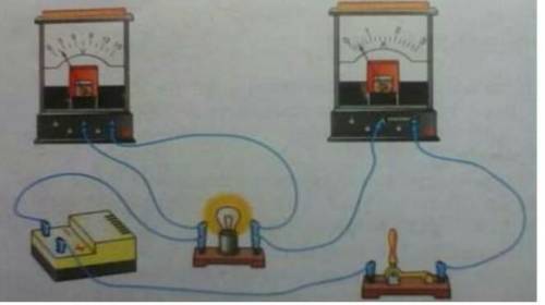 На рисунке изображена электрическая цепь. а) Начертите схему электрической цепи. b) Запишите показан