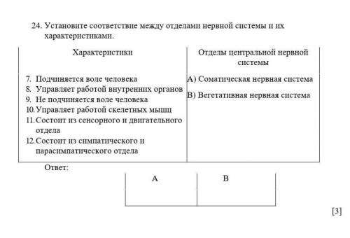 24. Установите соответствие между отделами нервной системы и их характеристиками. Характеристики Отд