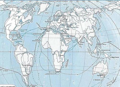 5 Укажите на контурной карте маршруты следующих путешественников: Христофора Колумба, Америго Веспуч