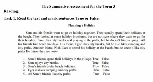 Reading. Task 1. Read the text and mark sentences True or False. ​