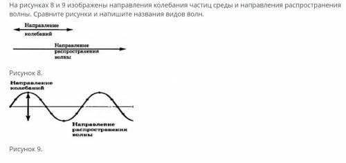 на рисунке 8 и 9 изображены направления колебания частиц среды и направления распространения волны.