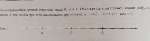 На ко­ор­ди­нат­ной пря­мой от­ме­че­ны числа a и b. От­меть­те на пря­мой какую-ни­будь точку x так