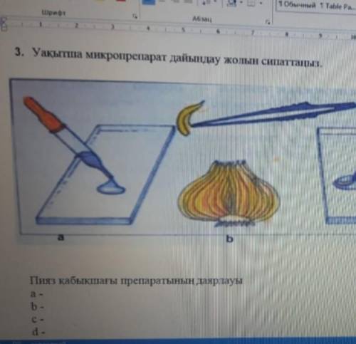 3. Уақытша микропрепарат дайындау жолын сипаттаңыз . Пияз кабыктагы препаратынын даярлауы​