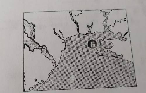2. Вкажіть тип берега, що позначений на картосхемі буквою «Б»: А фіордовий;Блиманний;В лагунний;Габр