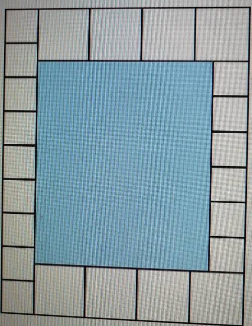 Голубой прямоугольник находится в окружении квадратов двух разных размеров так, как показано на рису