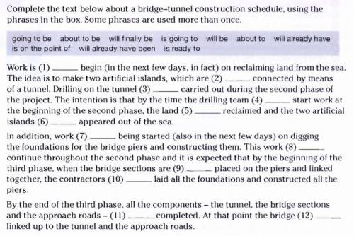 Complete the text below about a bridge-tunnel constitution schedule, using the phrases in the box. S