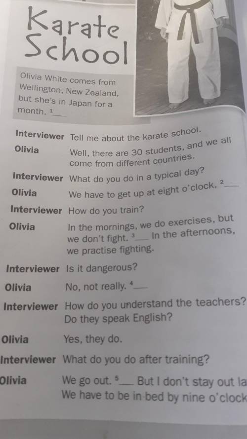 Challenge! Look at the interview again. Write four questions aboutthe karate school. Use the questio