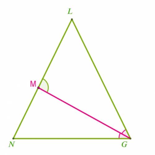 В равнобедренном треугольнике проведена биссектриса угла у основания , ∡ = 126°. Определи величины у