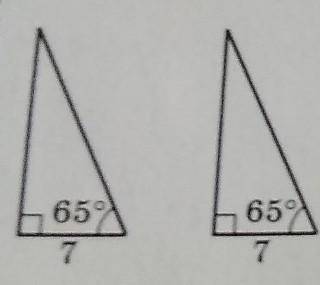 З'ясуйте, за якими елементами прямокутні трикутники, зображені на малюнку, рівні між собою.A. за кат