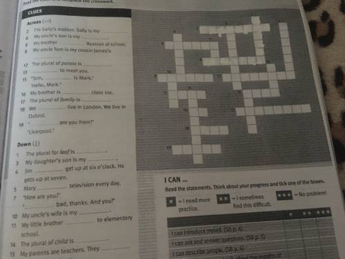 Read the clues and complete the crossword